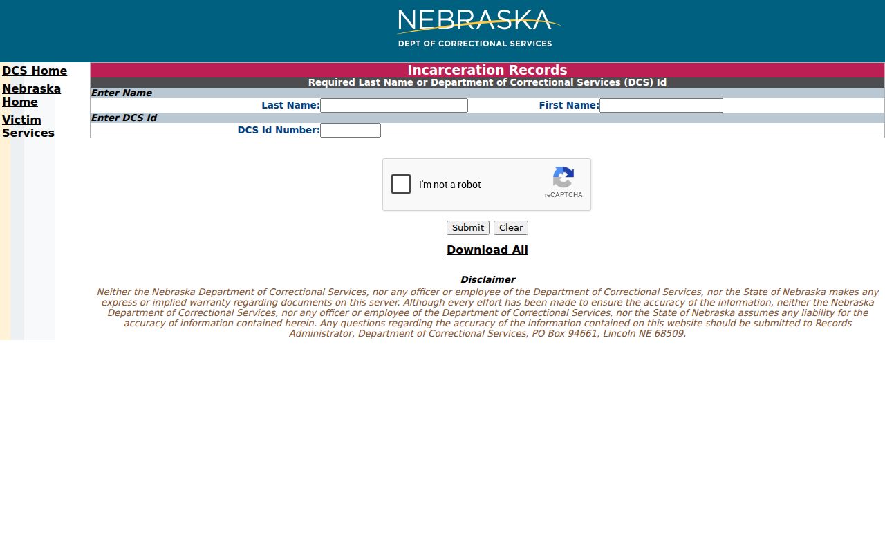 Cedar County arrest search NDCS state prison locator
