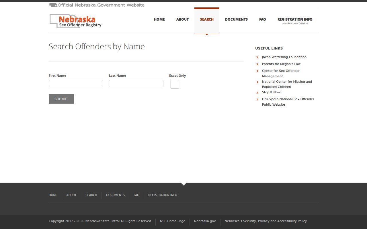 Cedar County sex offender name lookup fields