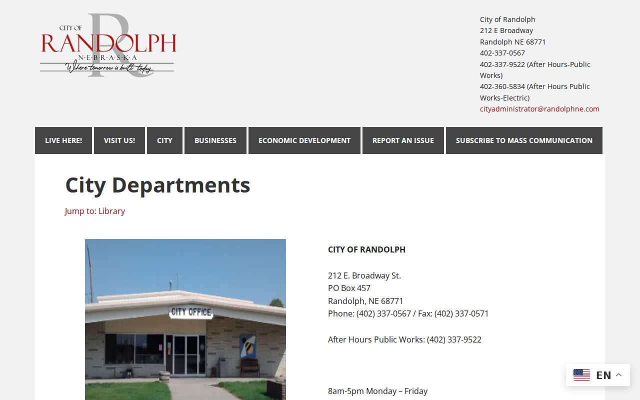 Randolph criminal records and Cedar County Police Department contact information